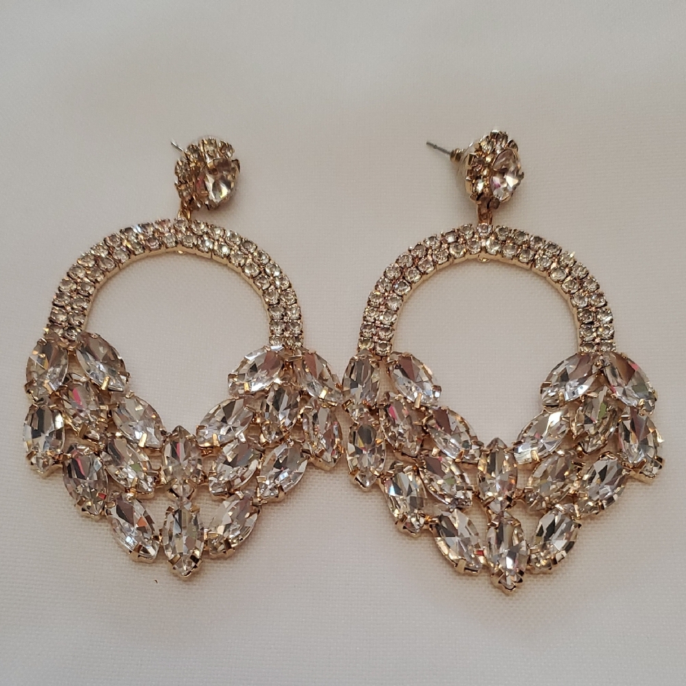 Radiant Crystal Gold Earrings